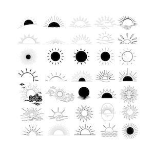 35 Sunrise SVG, Sunrise Png, Sunset Svg, Sunset Png, Sunrise Clipart, Sunset Clipart, Sun Rise Sun Set Cricut Silhouette. SVG/PNG