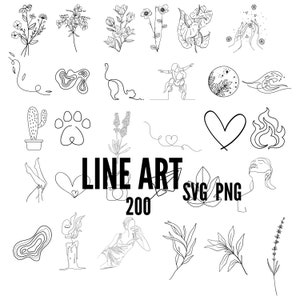 200 LineArt SVG Bundle, Line Art SVG, minimalistisches SVG, Blumen SVG, Herz SVG, florales SVG, trendiges SVG, modernes SVG, Boho SVG, Muttertag