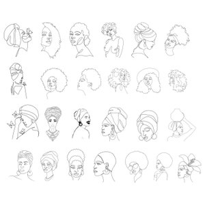 Pakiet Afro Woman SVG, Black Woman Svg, Black Woman Art, Afro Girl Svg, Afro Queen Svg. 25 SVG/PNG