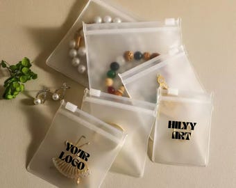 50pcs/100pcs personalized zipper jewelry pouch | EVA jewelry storage box | gift storage box | transparent jewelry box | small business