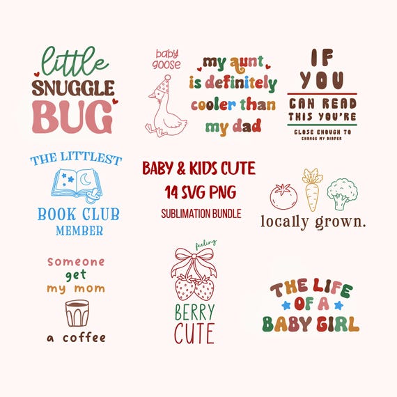 Baby PNG Sublimation Design Bundle, Kids Shirt Png Svg Bundle, Newborn Baby Shower Clipart, Baby Boy Girl Onesie T-Shirt