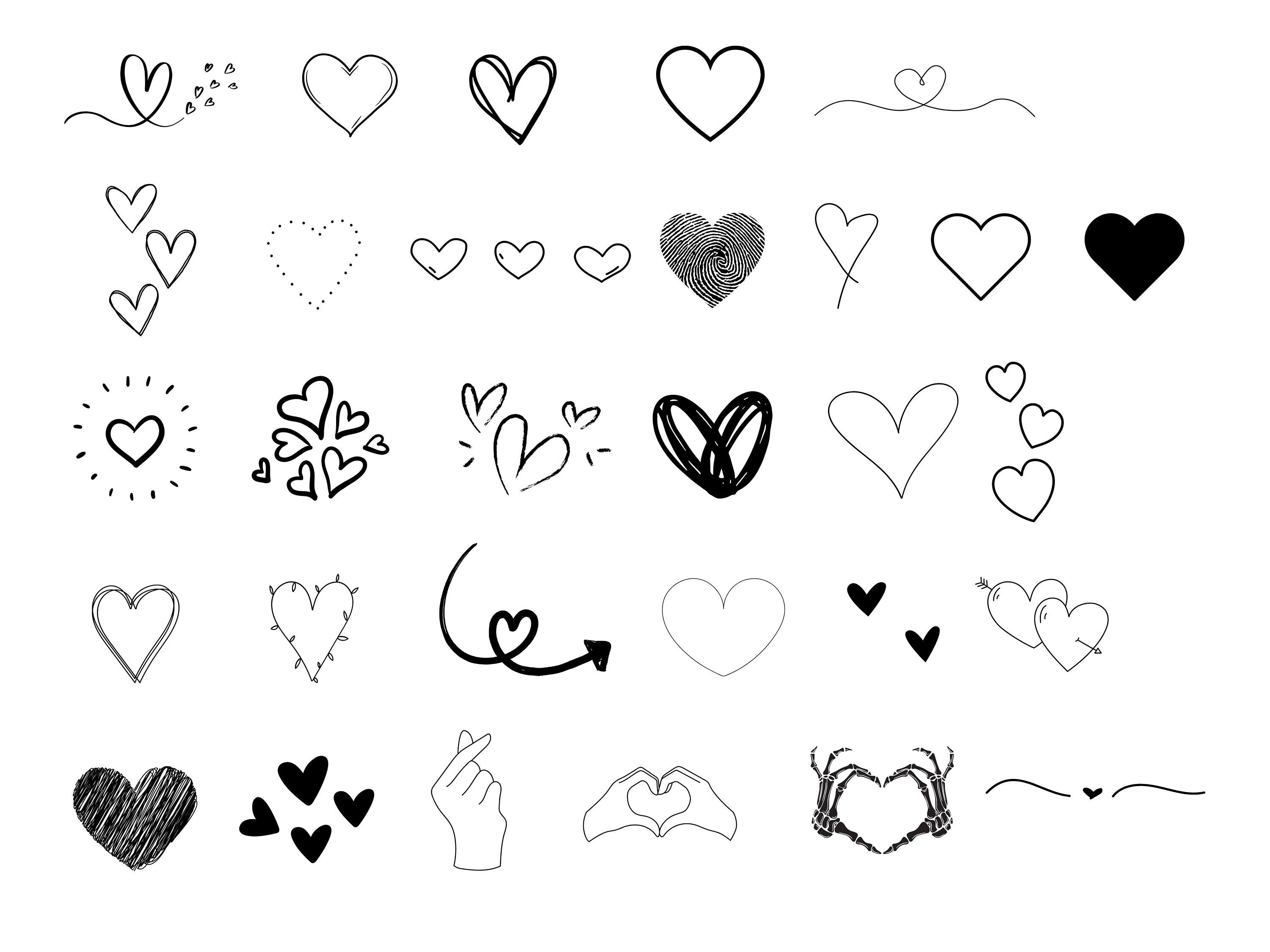 30 Heart Bundel Svg, Heart Svg, Heart Clipart ,Hand Drawn Heart Svg, Heart Svg Bundle. Mothers Day PNG/SVG