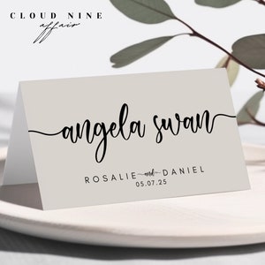 HARPER Oyster Wedding Place Name Card Templates | Folded Tented & Flat | Canva Editable Template | Instant Digital Download | Wedding Signs