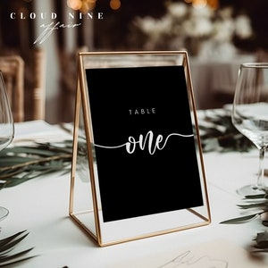 HARPER Black Wedding Table Number Card Templates | Canva Editable Template | Instant Digital Download | Modern Minimalistic | Wedding Signs