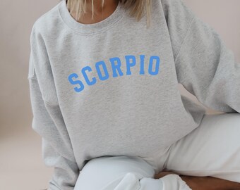 Pull d'anniversaire personnalisé Scorpion, col rond amant du zodiaque, col rond avec date de naissance personnalisée
