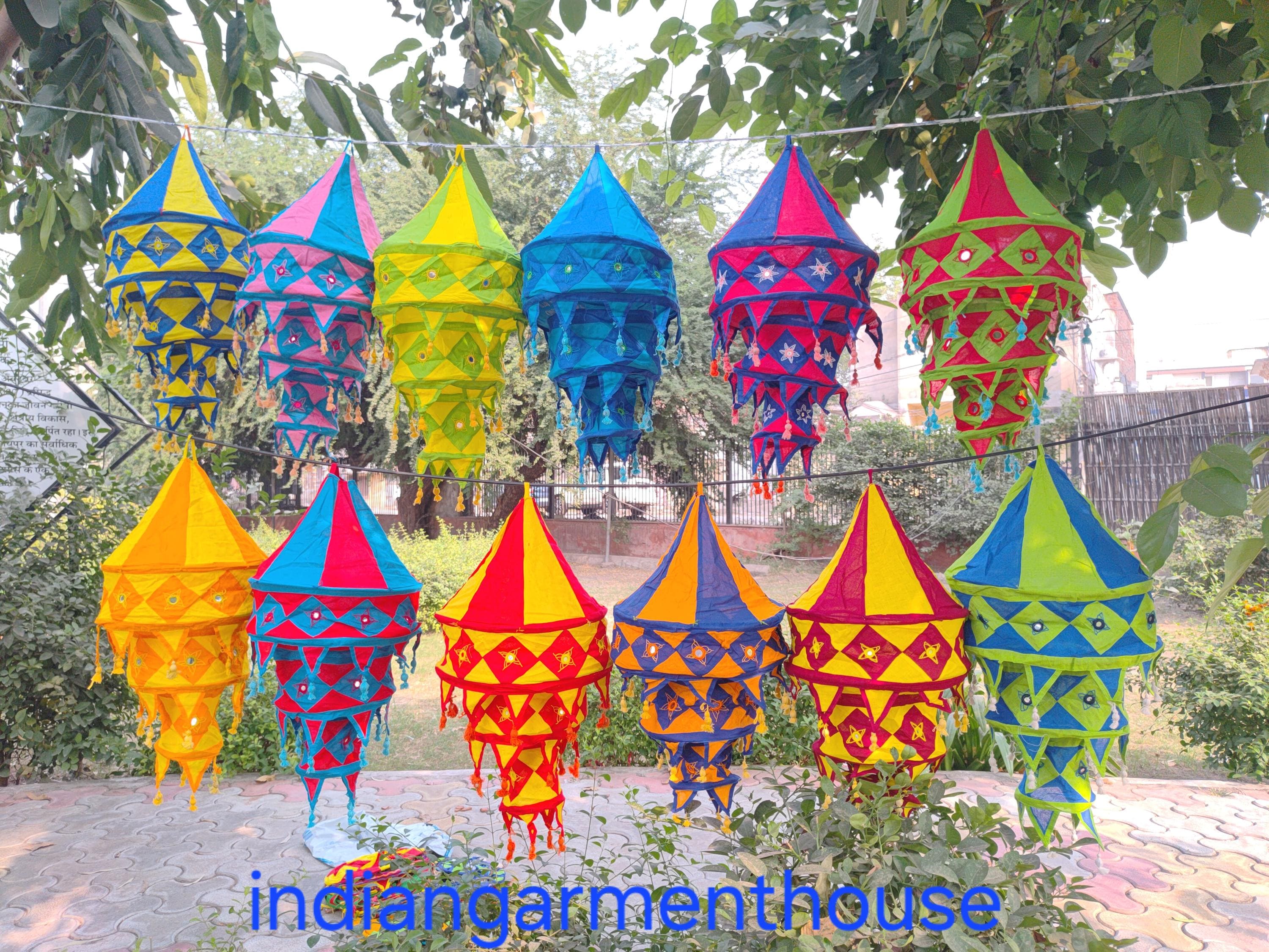 Indian Handmade Cotton Fabric Lanterns wedding Decorative Cotton Lampshade Beautiful Garden Chandeliers Collapsible Tent Hanging
