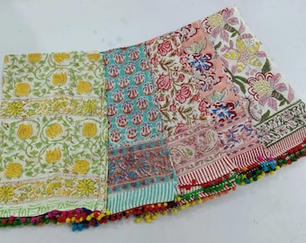 10 Pcs Wholesale Lot Decorative Hand Block Print Scarf Sanganeri Pure Cotton Stole Indian Handmade Scarf Beautiful Women Wear Scarves