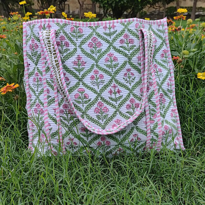 Jade Quilted Tote Bag