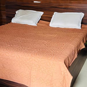 Indian Applique Work Cotton Bed Cover Throw Indian Reversible Bedding Bedspread Queen Size Handmade Cotton Coverlet Without Pillow Covers