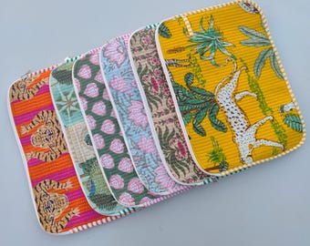 Hand Block Printed Leptop Sleeve, Handmade Cotton MacBook Cases ,Beautiful Floral Print Quilted Laptop Cover For Tablet iPad Pro