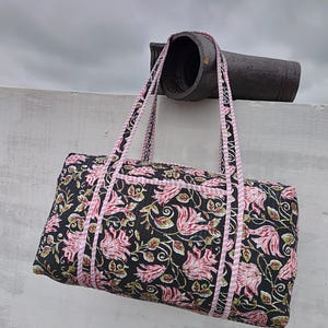 Large Size Handmase Cotton Duffle Bags, Indian Block Print Quilted Bag,Weekender Bags,Colorful Travel Overnight Bags For Women Holiday Gifts