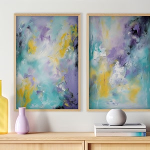 Purple, Blue, Yellow, Black and White Abstract Wall Art - Modern, Contemporary, Home Decor, Print, Poster, Printable, Instant Download