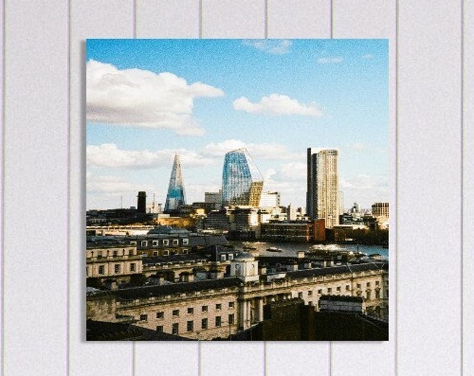 Old & New London, Travel Gift From UK, Cityscape Photography, London Architecture Photo Print, Square Unframed Poster