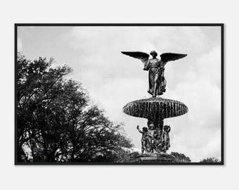 Fontaine Bethesda, Central Park, New York II - Impression d'art photographie encadrée - Art mural - Décoration d'intérieur - Film noir et blanc - Cadeau de voyage à New York