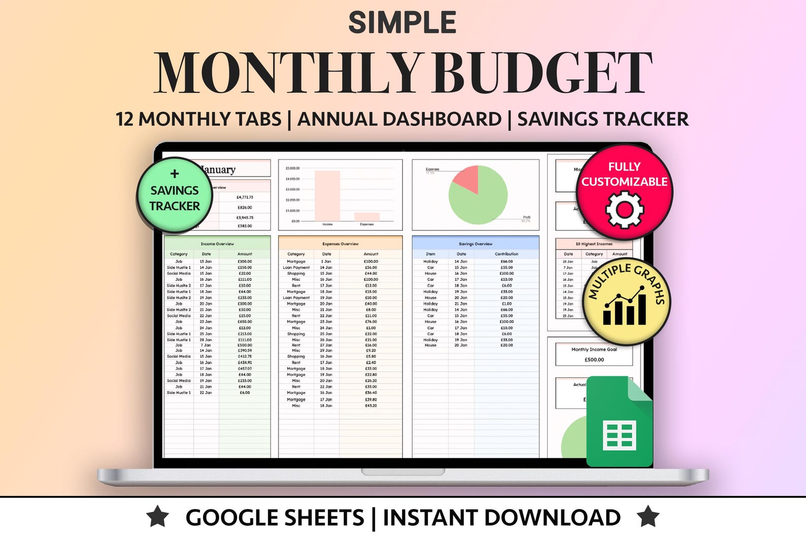 Monthly Budget Template Google Sheets Beginner Budget Spreadsheet ...