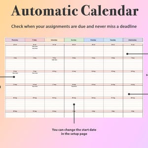 Assignment Tracker Google Sheets Academic Student Planner Spreadsheet ...