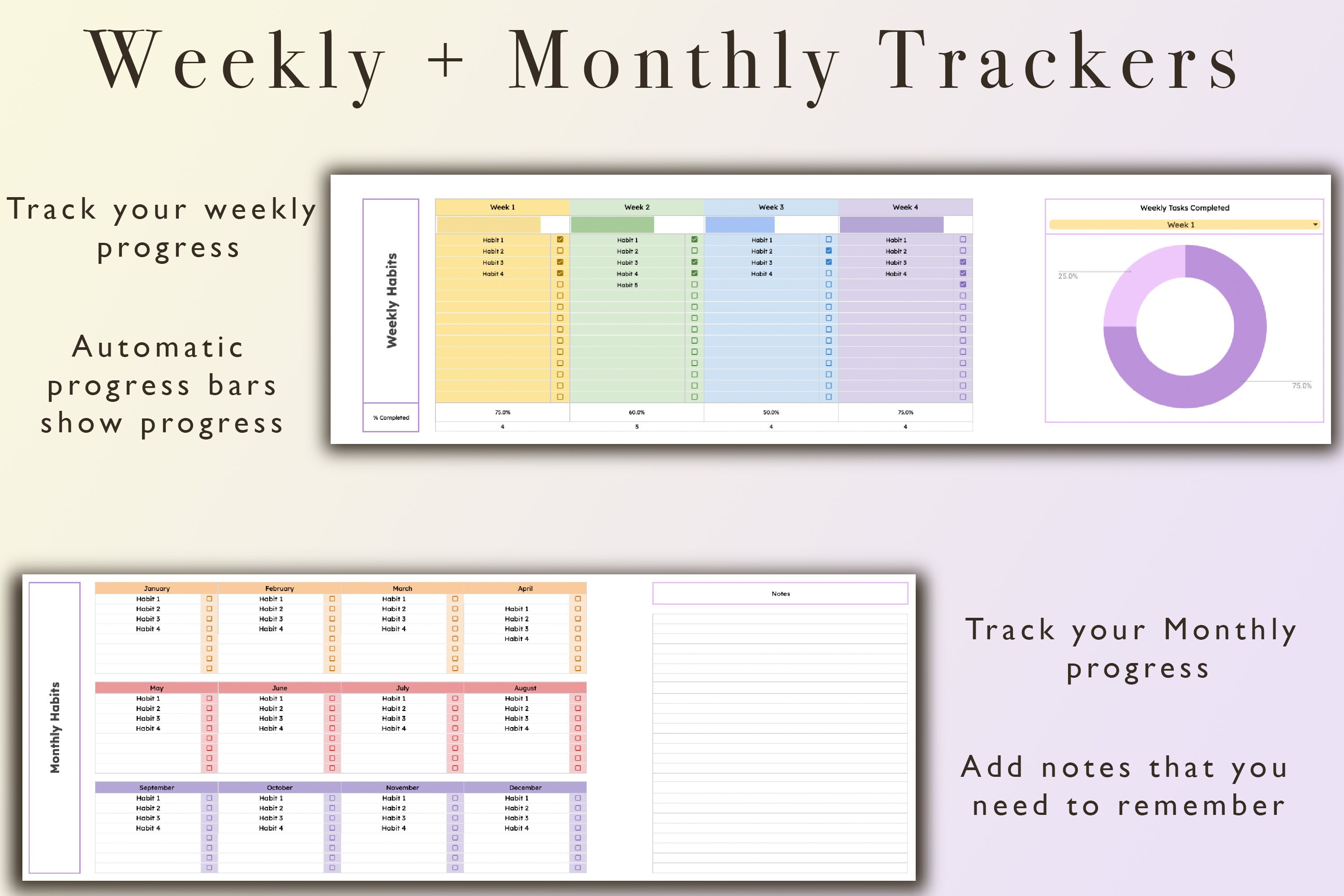 Habit Tracker Template Google Sheets, Daily and Weekly Planner, Routine ...