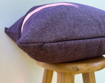 Plum Purple Linen Pillow Cover: Modern Euro Sham, Lumbar Cushion | All Duties Paid USA
