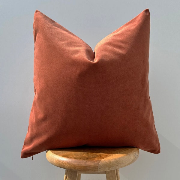 Fall Velvet Rust - Terracotta Neutral Pillow Cover, Euro Sham Cover, Farmhouse Pillow, Velvet Throw Pillow Cover, Decorative Pillow