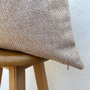 Beige Basketweave Pillow Cover: Textured Linen Look, Boho Farmhouse Decor | All Duties Paid USA