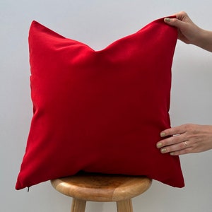 Red Velvet Decorative Throw Pillow Cover, Luxury Red Pillow for Couch, Euro Sham Cover, Red Cushion for Sofa, Christmas Decor | Custom Size
