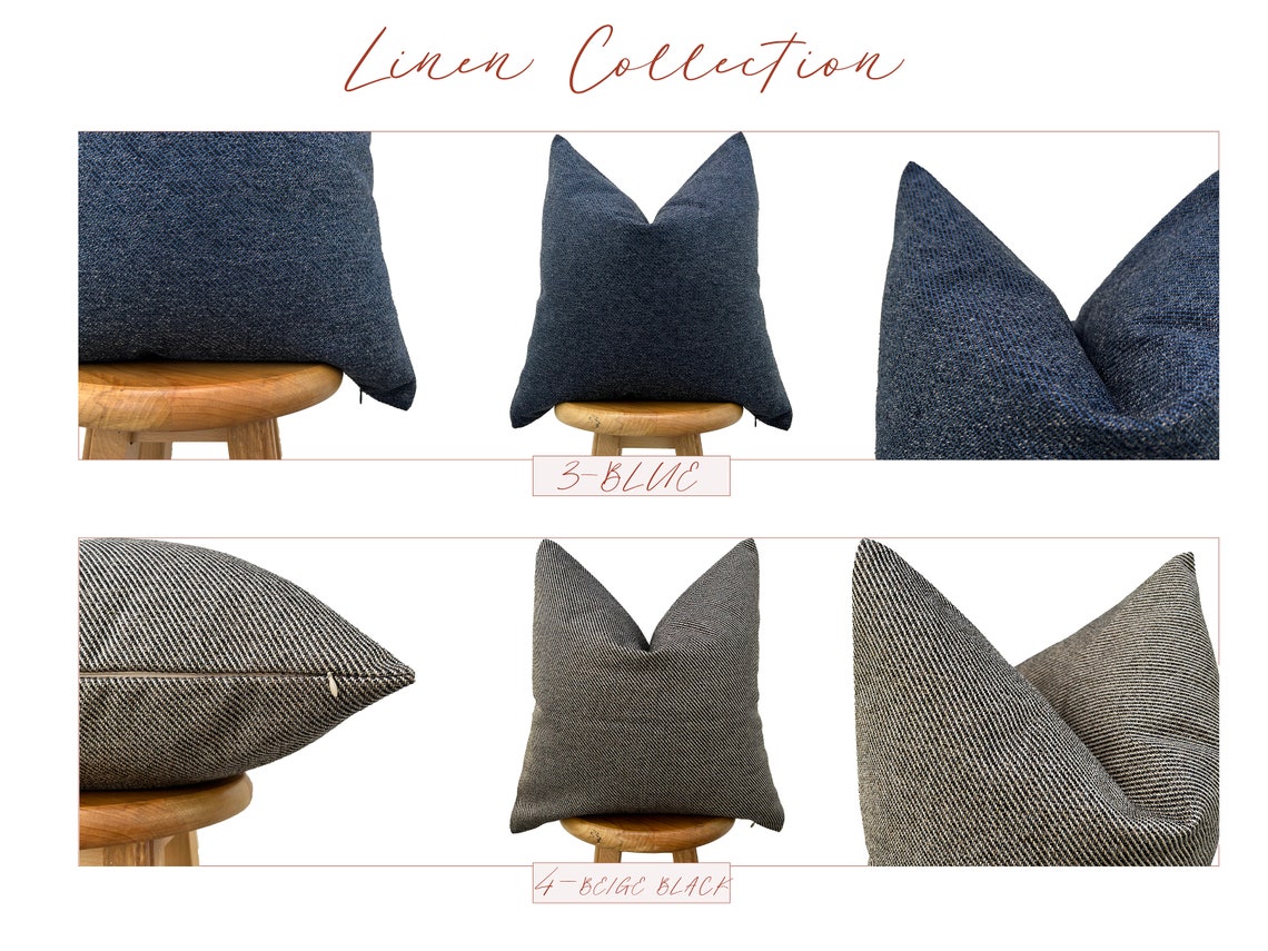 Blue Linen Throw Pillow Cover Navy Euro Pillow Sham 26x26 Etsy Canada