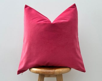 Hot Pink Velvet Pillow Cover: Magenta Sofa Cushion, Custom Size | All Duties Paid USA