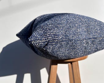 Blue and White Textured Throw Pillow Cover, Decorative Couch Cushion, Modern Euro Sham for Bed, Lumbar for Sofa, Gift for Home Decor Lovers