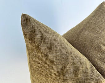 Camel Brown Linen Pillow Cover: Boho Throw Cushion | All Duties Paid USA