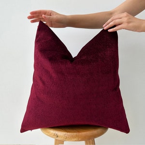 Burgundy Luxury Solid Throw Pillow Cover - Bright and Soft Fabric, Burgundy Decorative Pillow for Couch and Sofa | Custom size