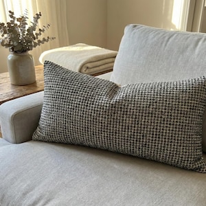 Modern Black, Gray and White Pillow Cover, Neutral Bed Euro Sham or Lumbar