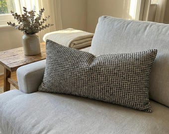 Modern Black, Gray and White Pillow Cover, Neutral Bed Euro Sham or Lumbar