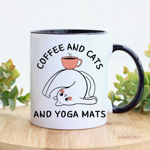 Yoga Mug, Cat Coffee Mug, Cat Lover Gift, Yoga Teacher Gift, Gift For Her, Birthday Present, Mother's Day
