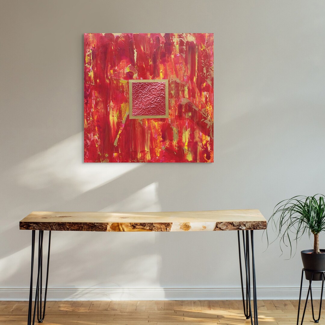 Original Textured Abstract Painting | Red Home Decor Art | Red Canvas ...