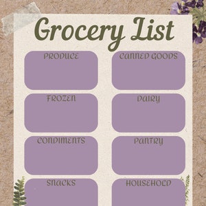 Grocery List Digital Download