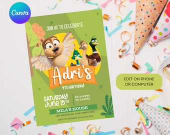 Migration movie Invitation | Kids invitation | Digital Party Invite | Modern Birthday Template Printable | Editable in Canva