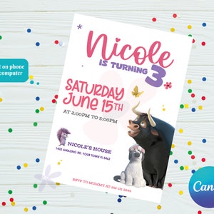 Ferdinand Invitation | Kids invitation | Digital Party Invite | Modern Birthday Template Printable | Editable in Canva