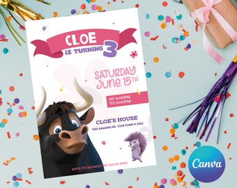 Ferdinand Invitation | Kids invitation | Digital Party Invite | Modern Birthday Template Printable | Editable in Canva