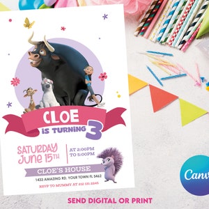 Ferdinand Invitation | Girl invitation | Digital Party Invite | Modern Birthday Template Printable | Editable in Canva