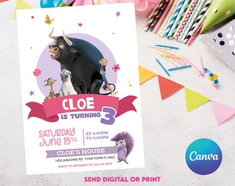 Ferdinand Invitation | Girl invitation | Digital Party Invite | Modern Birthday Template Printable | Editable in Canva