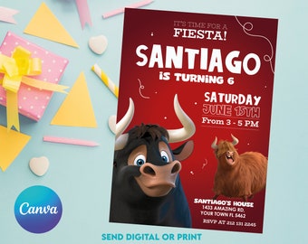 Ferdinand Invitation | Kids invitation | Digital Party Invite | Modern Birthday Template Printable | Editable in Canva
