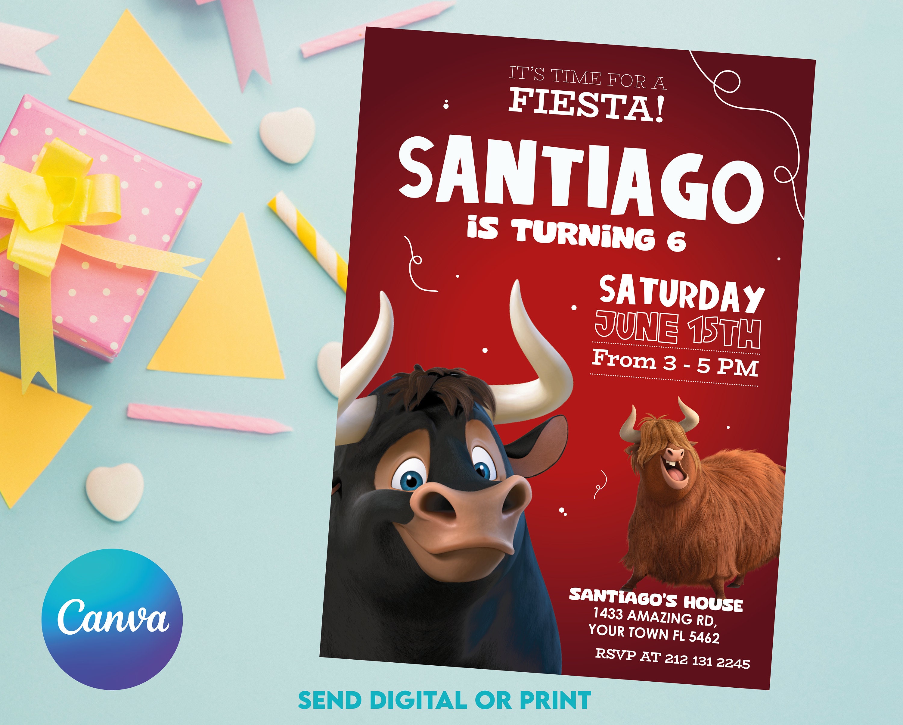 Ferdinand Invitation | Kids Invitation | Digital Party Invite | Modern