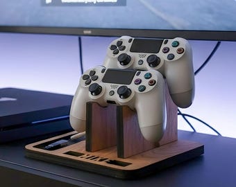 Personalized Wooden Game Controller Stand: Universal Gaming Station