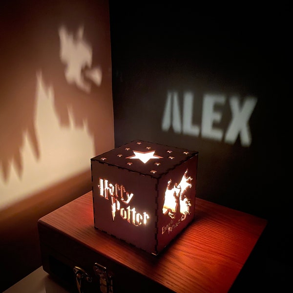 Personalized Harry P. Candle Holder, Tea Light Holders, Wooden Table Lamp, Harry P. Lamp, Magic Night Light, Personalized Gift For Kids