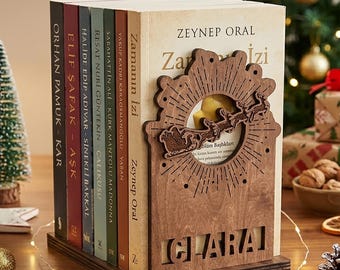 Gepersonaliseerde houten leeshoek | Op maat gemaakte boekenstandaard/houder, kerstcadeau voor boekenliefhebbers