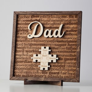 Qualitäten eines guten Vaters personalisiertes Geschenk, Vatertagsgeschenke von Kindern, benutzerdefiniertes Holzschild, Vatertagsgeschenkschild für Stiefvater, Bonus-Vatergeschenk