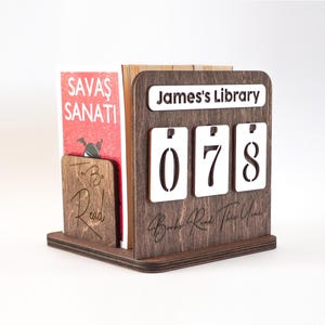 Personalized Wooden Books Read Tracker: Handmade Book Stand & Page Holder