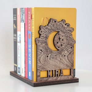 Personalized Wooden Book Holder, Custom Name Book Stand Gift, Laser Cut Book Nook Organizer, Unique Book Lover Gift, Reading Decor