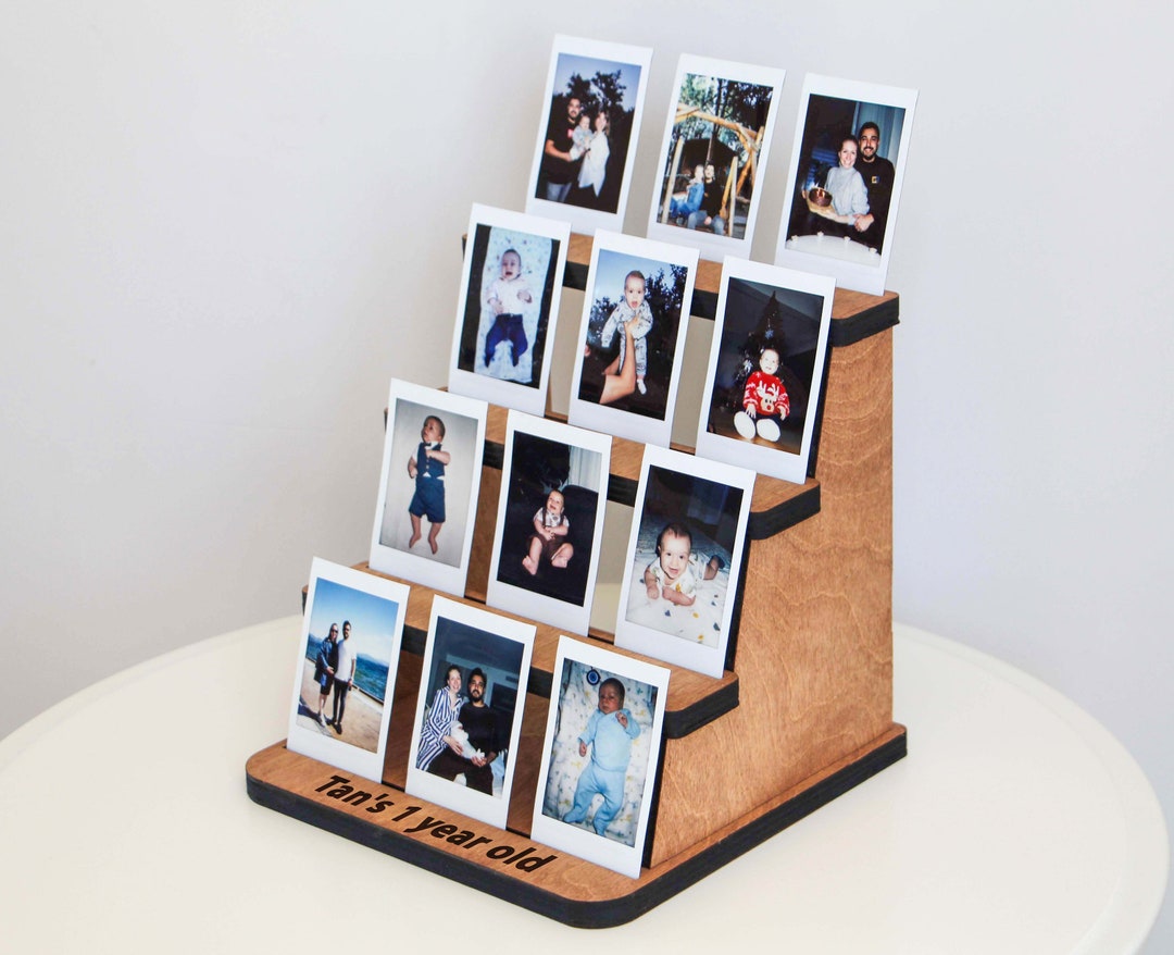 Photo Keeping Stand Personalized Wooden Photo Holder Stand: Instax Polaroid Display - Etsy