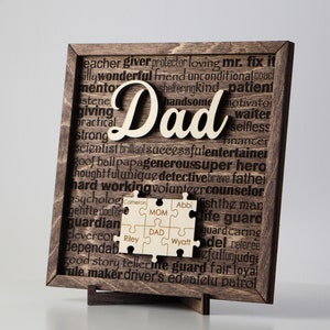 DadPuzzle Sign, Father&#39;s Day Gift, Personalized Gift For Dad, Unique Dad Gift Ideas, Fathers Day Gift from Kids, Father&#39;s Day Gift From Wife